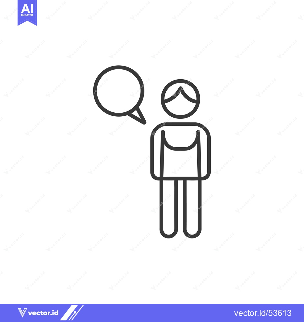 Premium Vector of Line Art Illustration of a Person with a Speech Bubble