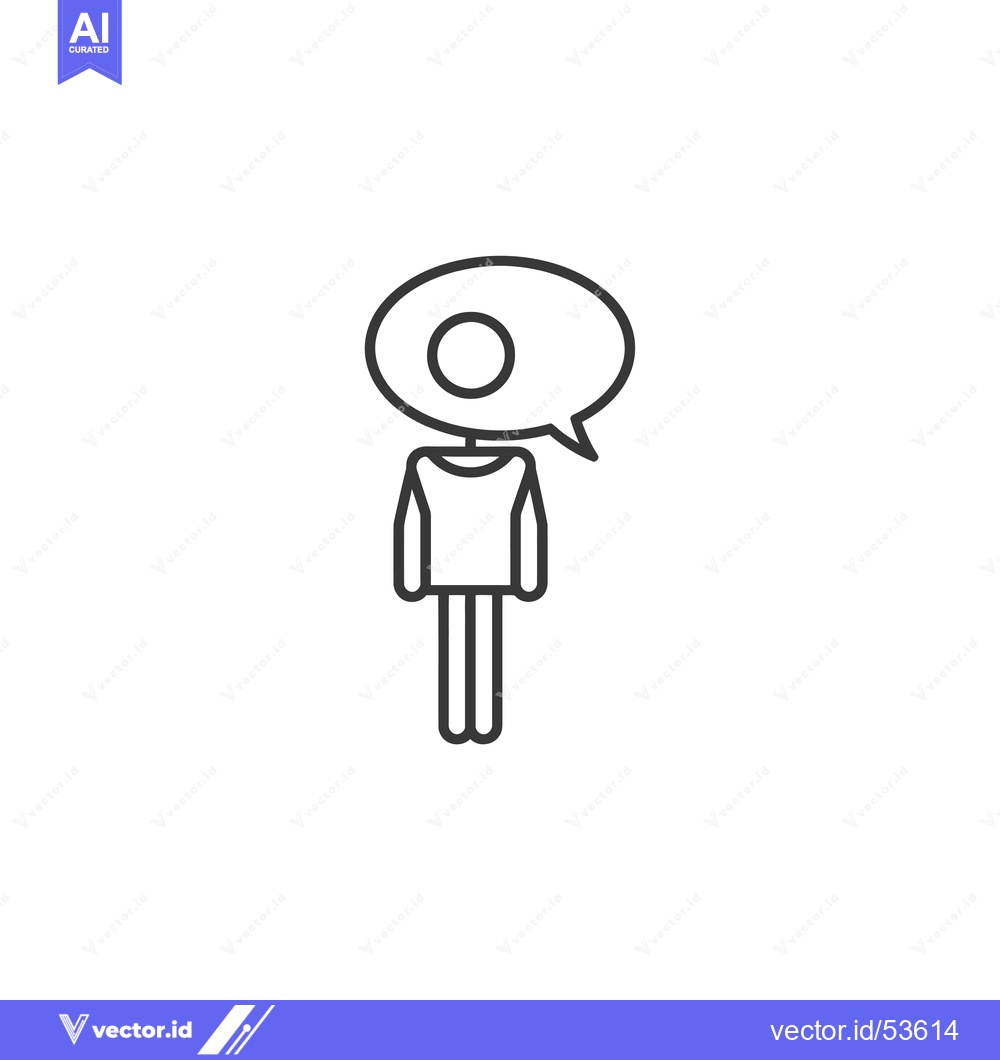 Premium Vector dari Line Art Illustration of a Person with a Speech Bubble