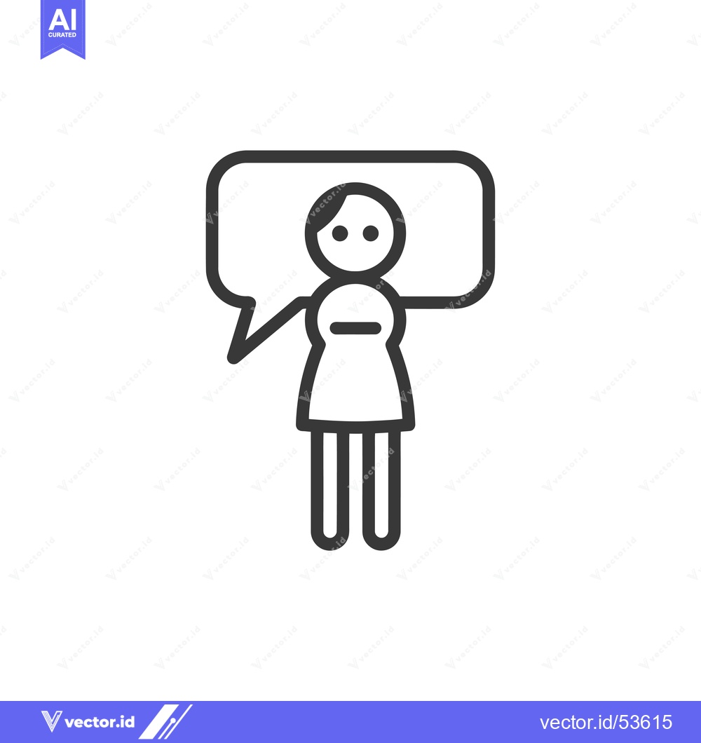 Premium Vector of Line Art Illustration of a Person with a Speech Bubble
