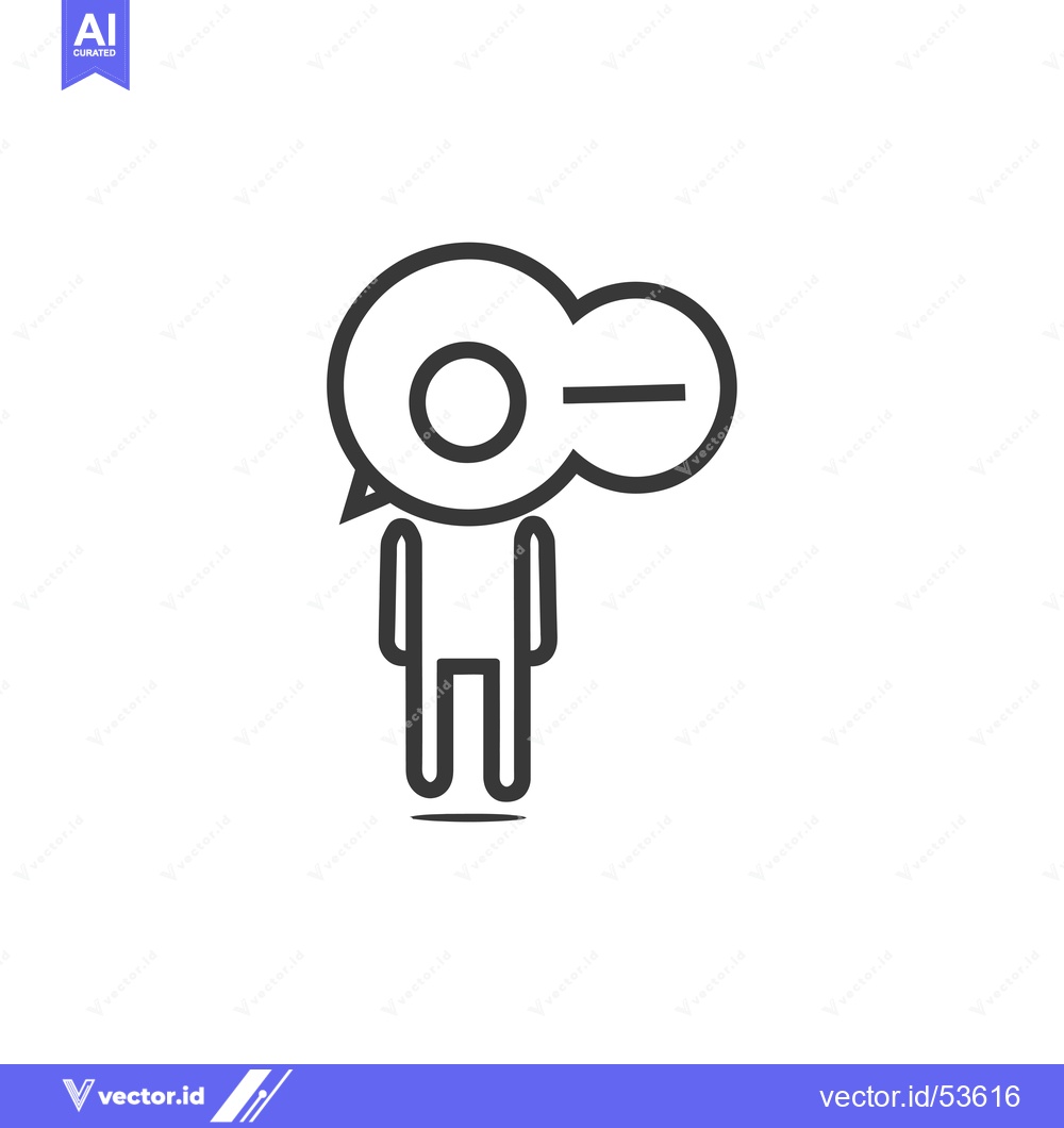 Premium Vector of Line art illustration of a person with a speech bubble above their hea