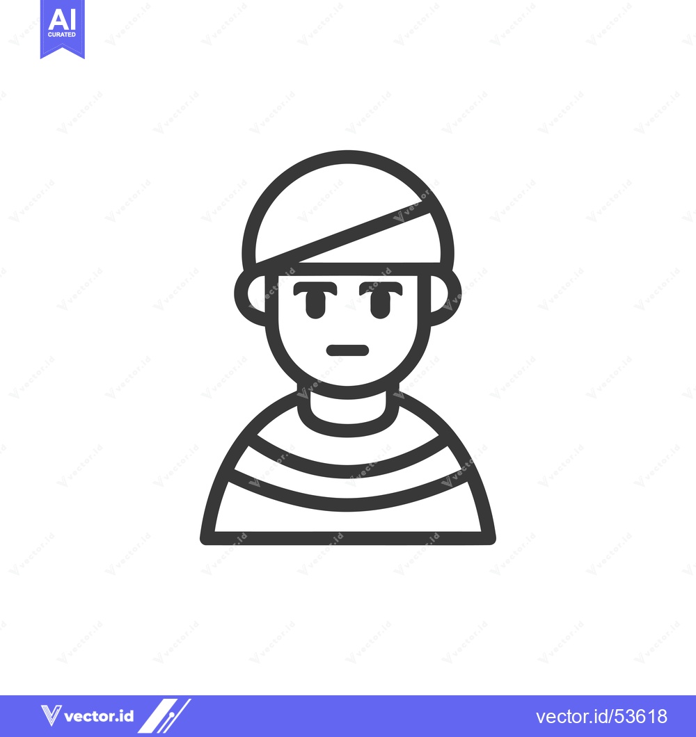 Premium Vector dari Line Art Illustration of a Person with a Striped Shirt and a Hat