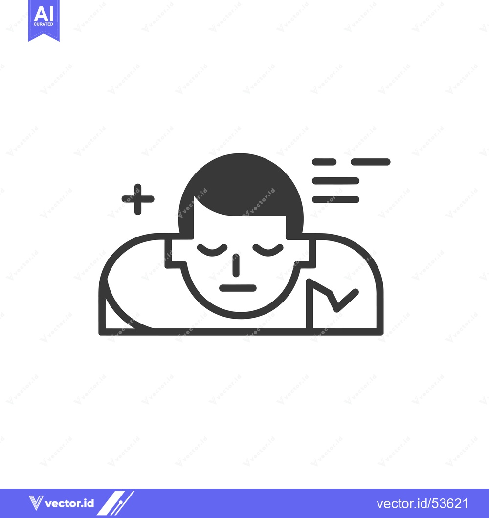 Premium Vector of Line Art Illustration of a Person with Closed Eyes