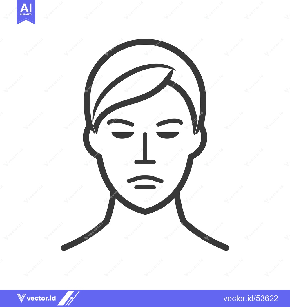 Premium Vector dari Line Art Illustration of a Person with Closed Eyes and a Serious Expre