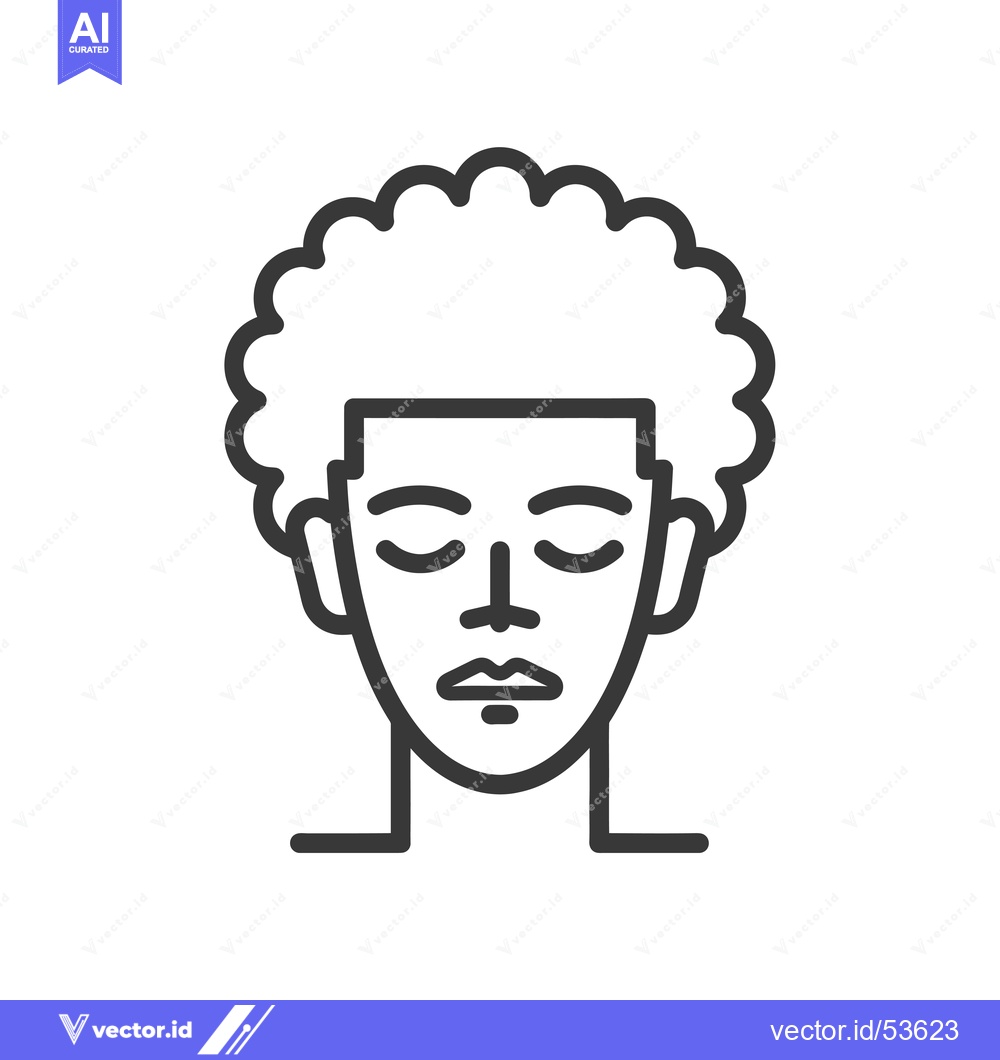 Premium Vector of Line art illustration of a person with closed eyes and curly hair