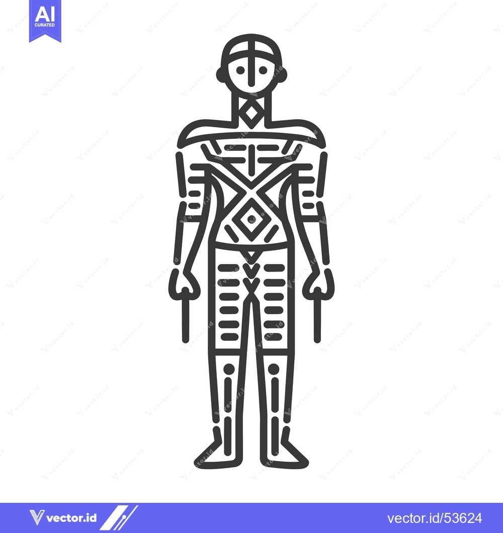 Premium Vector dari Line Art Illustration of a Person with Geometric Body Patterns