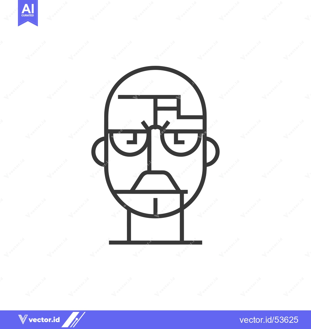 Premium Vector dari Line Art Illustration of a Person with Glasses and a Mustache