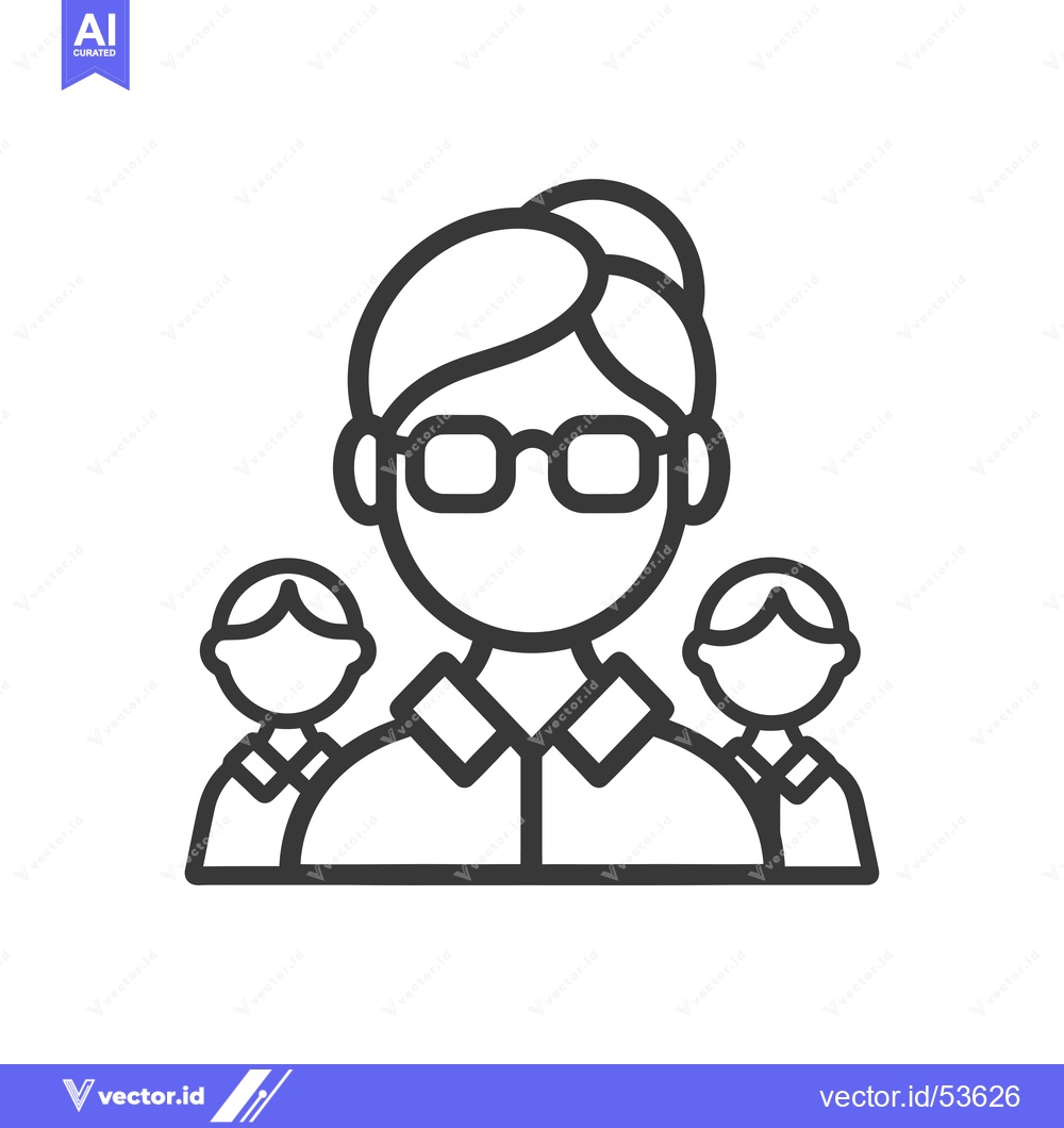 Premium Vector dari Line Art Illustration of a Person with Glasses Leading Two Others