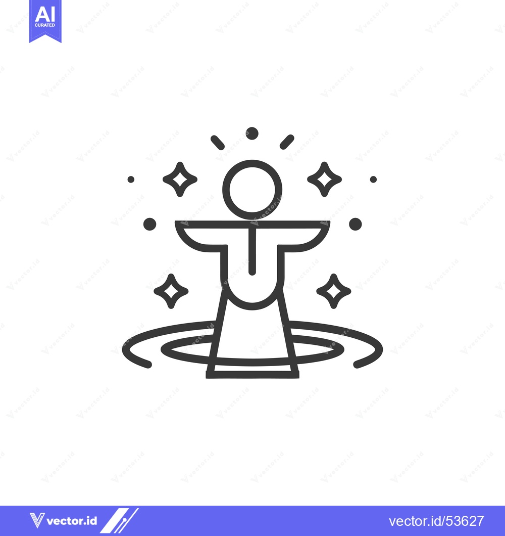 Premium Vector of Line Art Illustration of a Person with Glowing Stars Surrounding Them