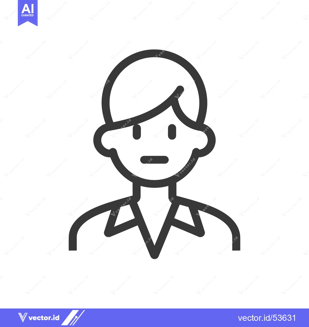 Premium Vector of Line Art Illustration of a Person with Short Hair and a Collared Shirt