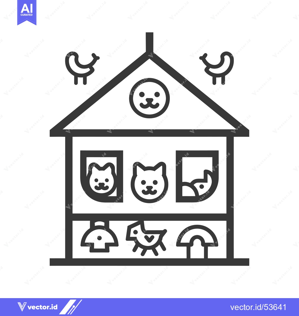Premium Vector of Line Art Illustration of a Pet Store with Animals and Toys