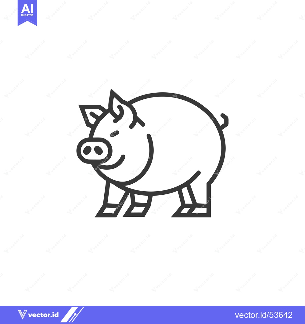 Premium Vector of Line Art Illustration of a Pig