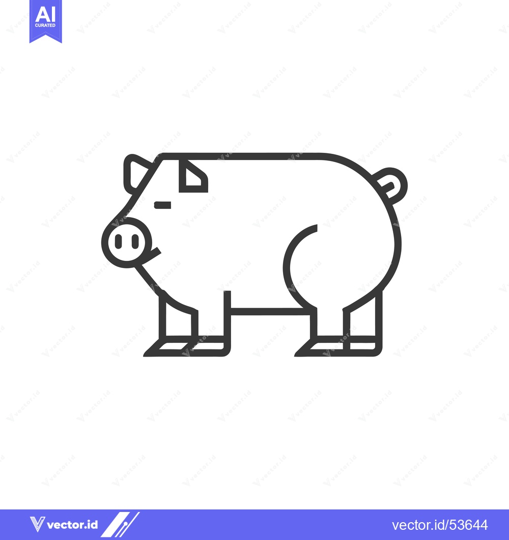 Premium Vector of Line art illustration of a pig