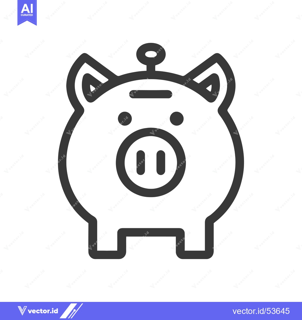 Premium Vector dari Line Art Illustration of a Piggy Bank