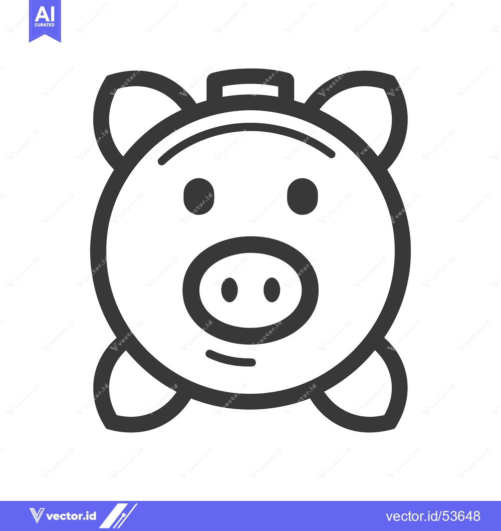 Premium Vector of Line Art Illustration of a Piggy Bank