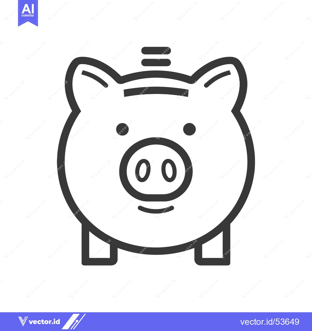 Premium Vector of Line art illustration of a piggy bank with a coin slot
