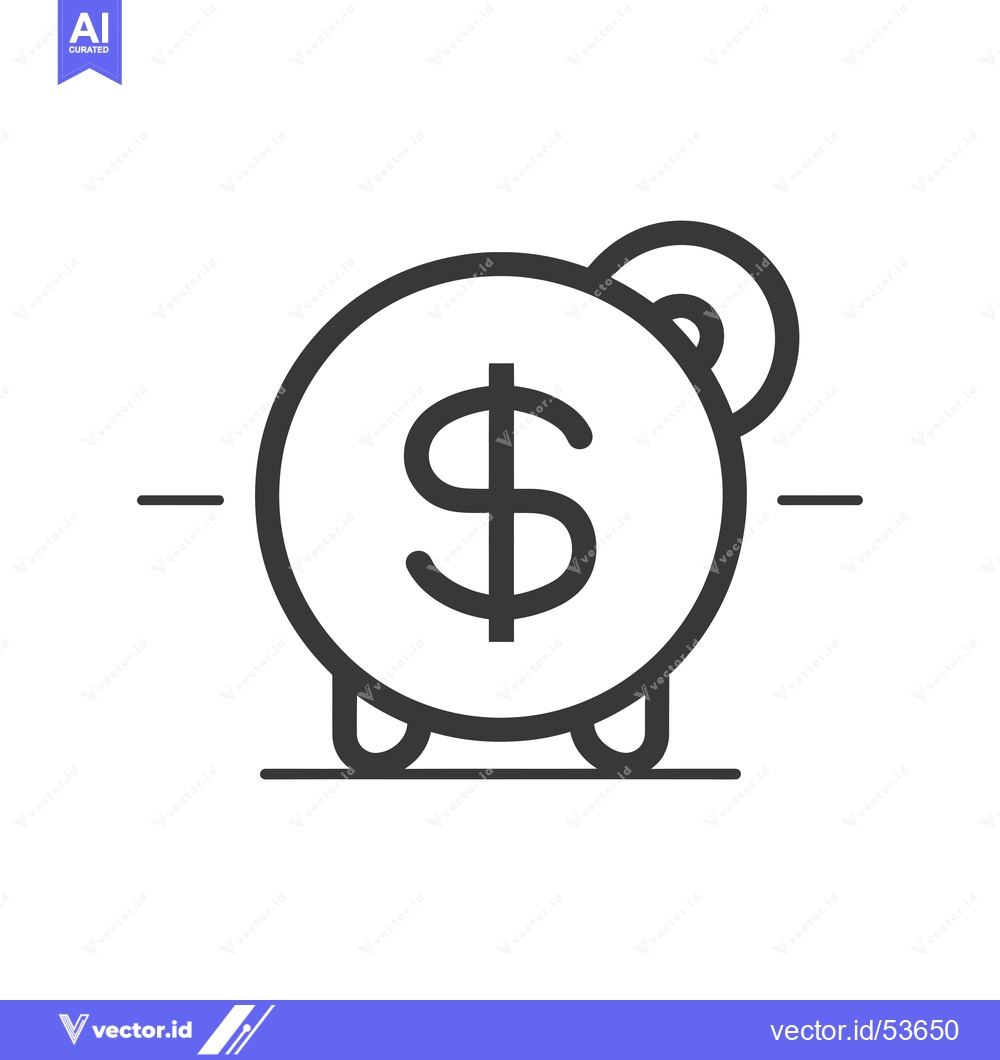 Premium Vector of Line art illustration of a piggy bank with a dollar sign