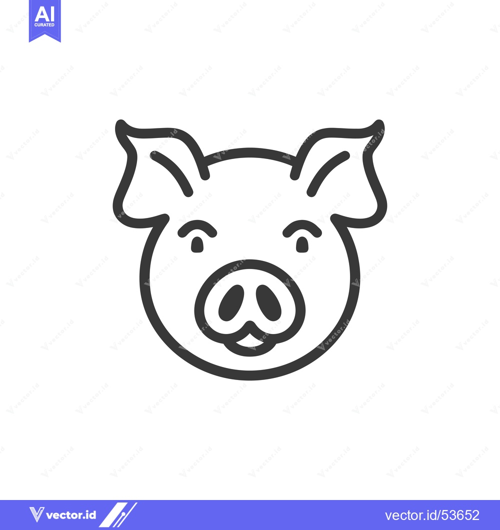 Premium Vector of Line Art Illustration of a Pig's Face