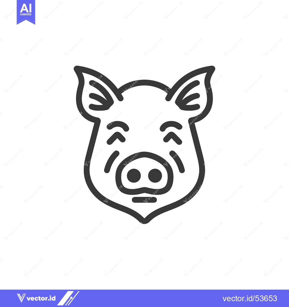 Premium Vector dari Line Art Illustration of a Pig's Face
