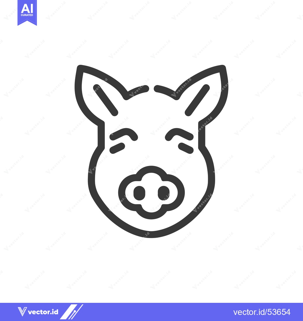 Premium Vector dari Line Art Illustration of a Pig's Face