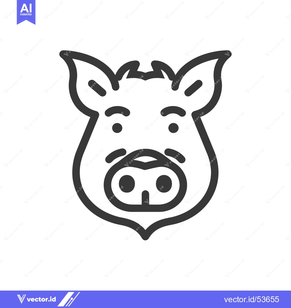 Premium Vector of Line Art Illustration of a Pig's Face