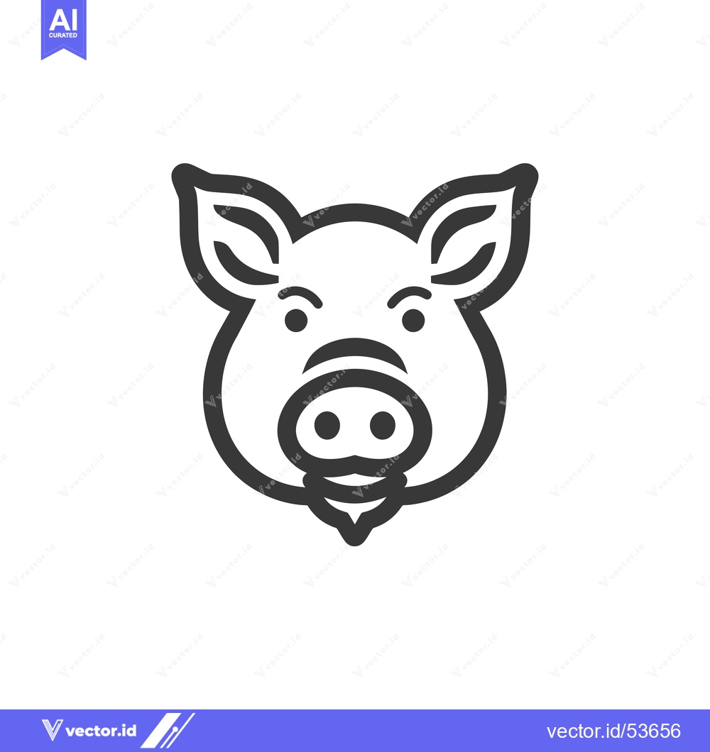 Premium Vector of Line Art Illustration of a Pig's Face