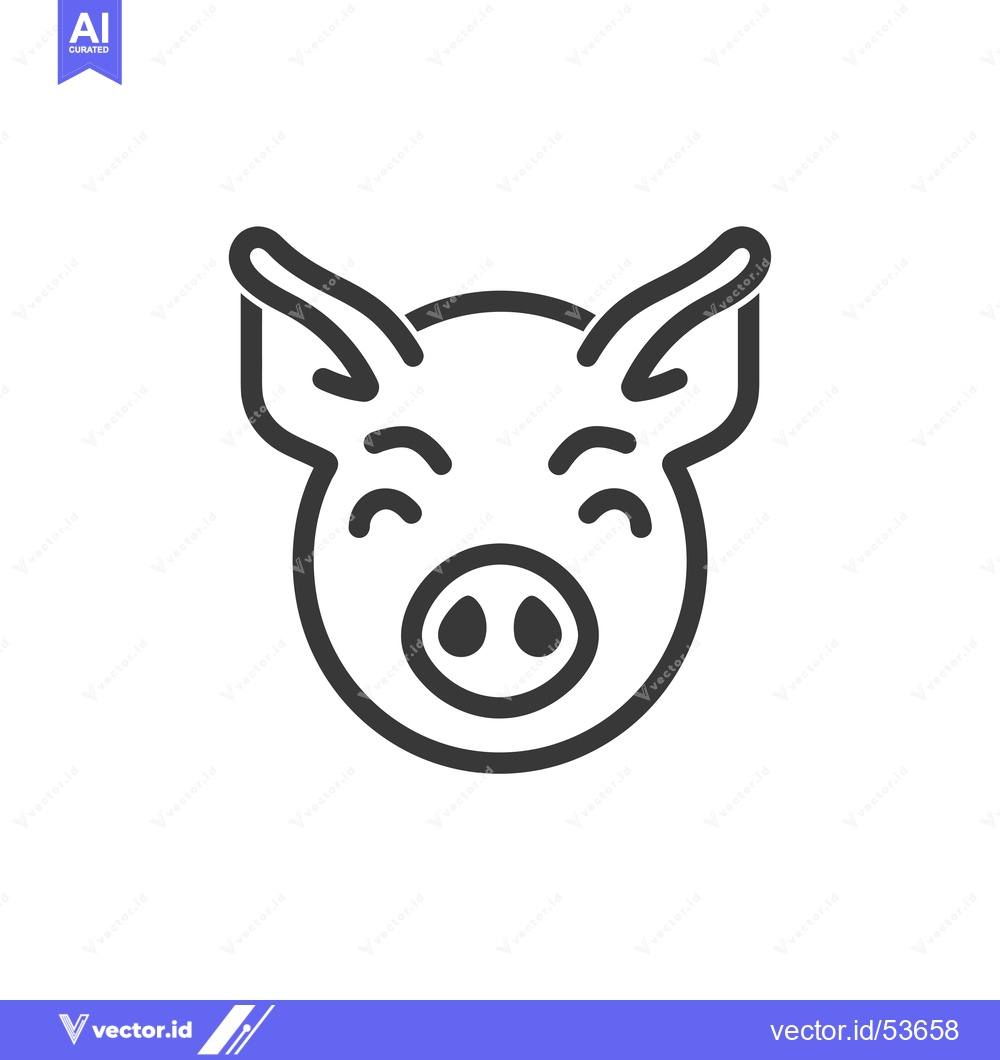 Premium Vector dari Line art illustration of a pig's face with a happy expression