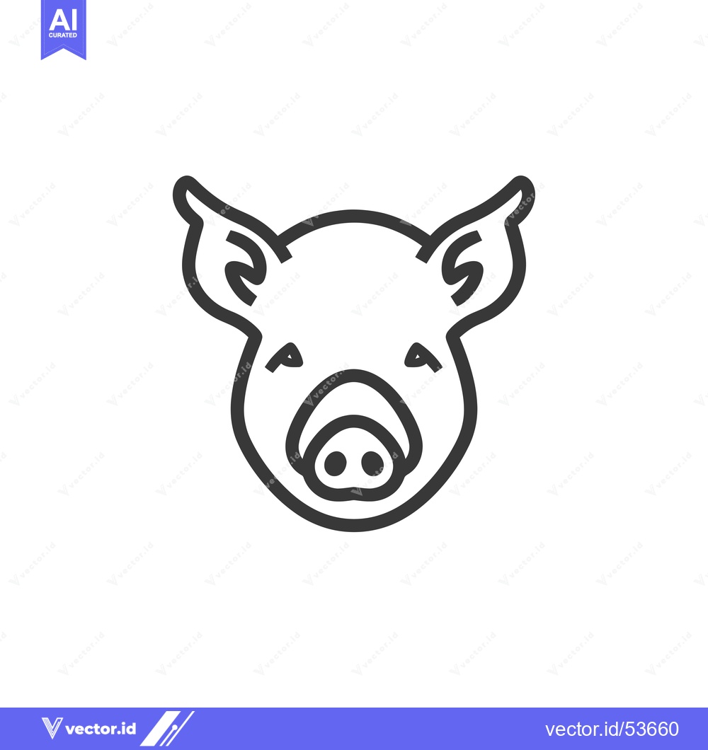Premium Vector dari Line art illustration of a pig's head