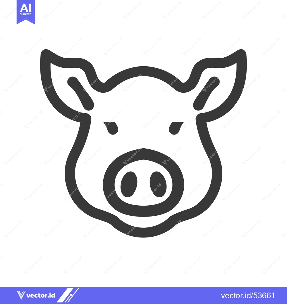 Premium Vector of Line art illustration of a pig's head