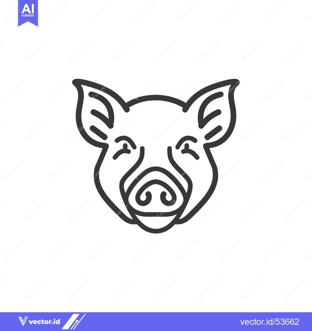 Premium Vector dari Line Art Illustration of a Pig's Head