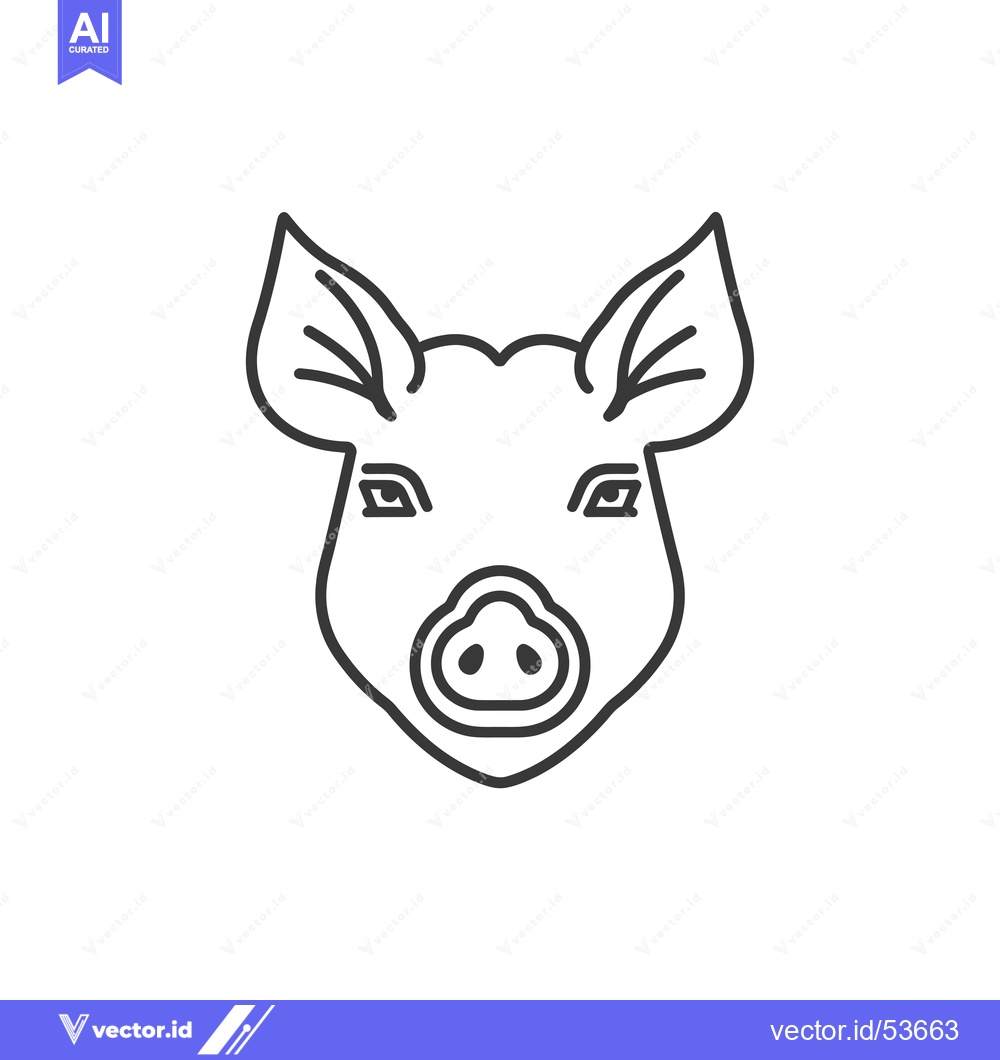 Premium Vector of Line art illustration of a pig's head