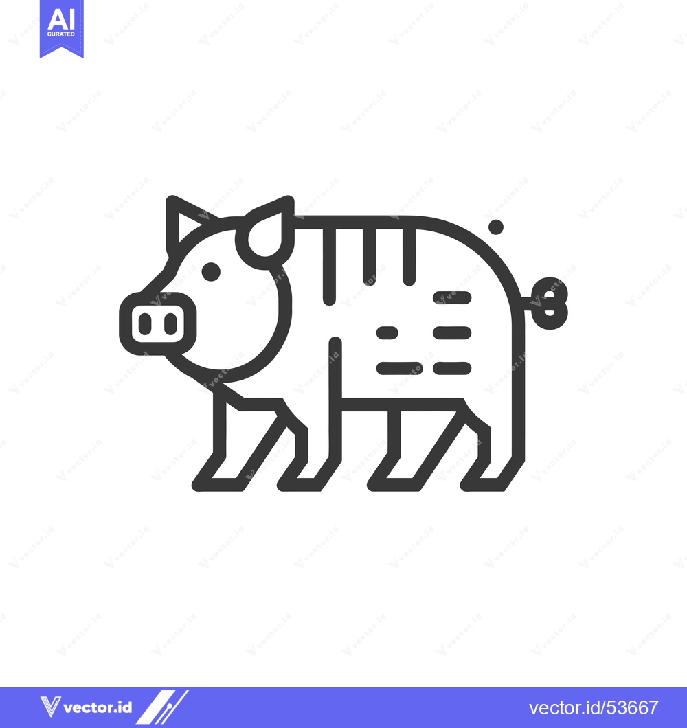 Premium Vector dari Line Art Illustration of a Pig with a Curly Tail