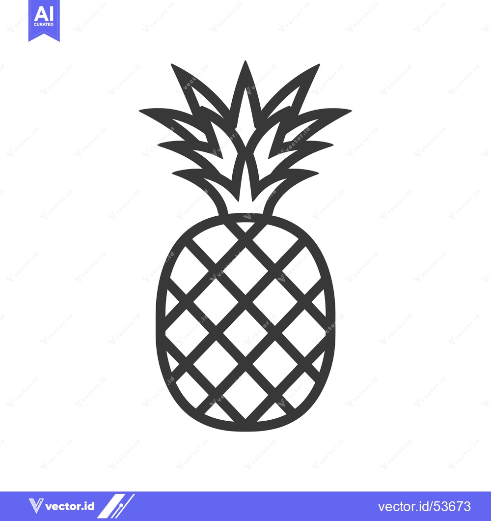 Premium Vector of Line Art Illustration of a Pineapple