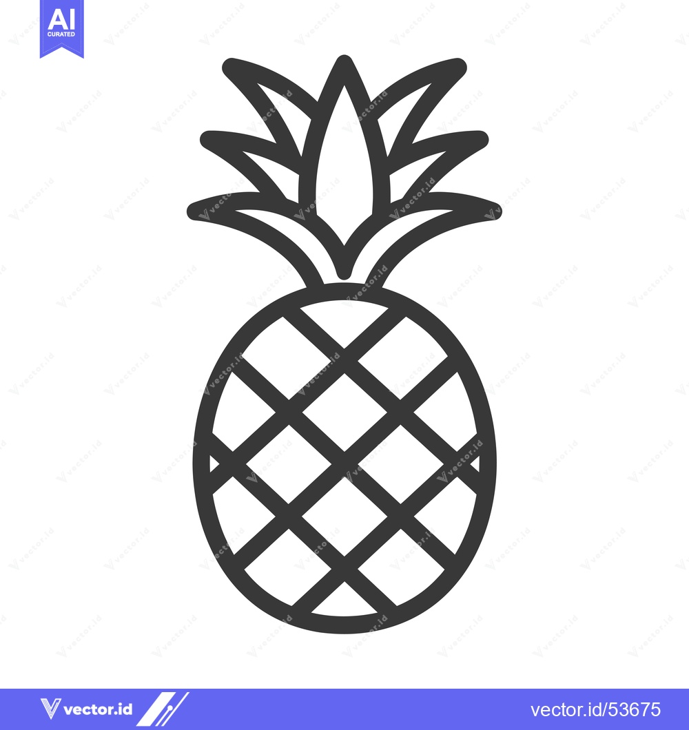 Premium Vector dari Line Art Illustration of a Pineapple Fruit
