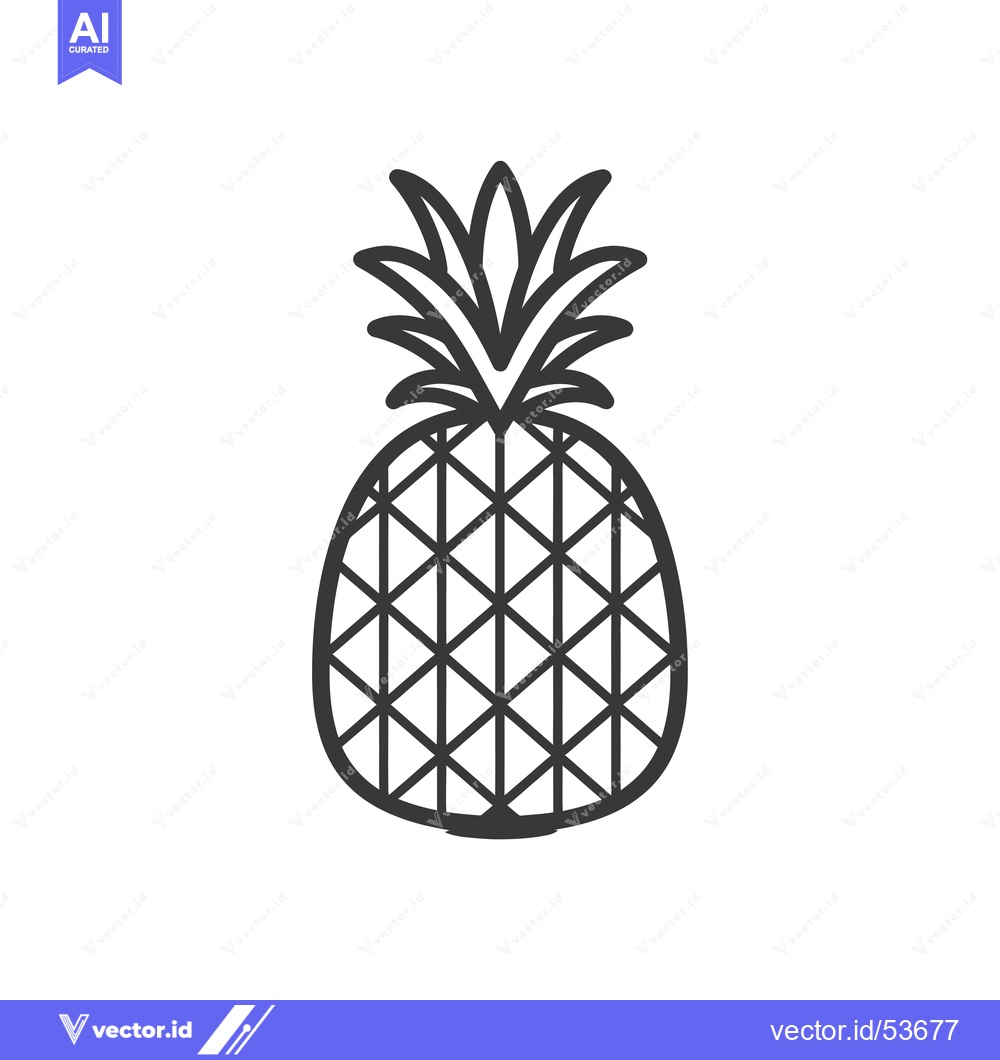 Premium Vector of Line Art Illustration of a Pineapple with a Spiky Top