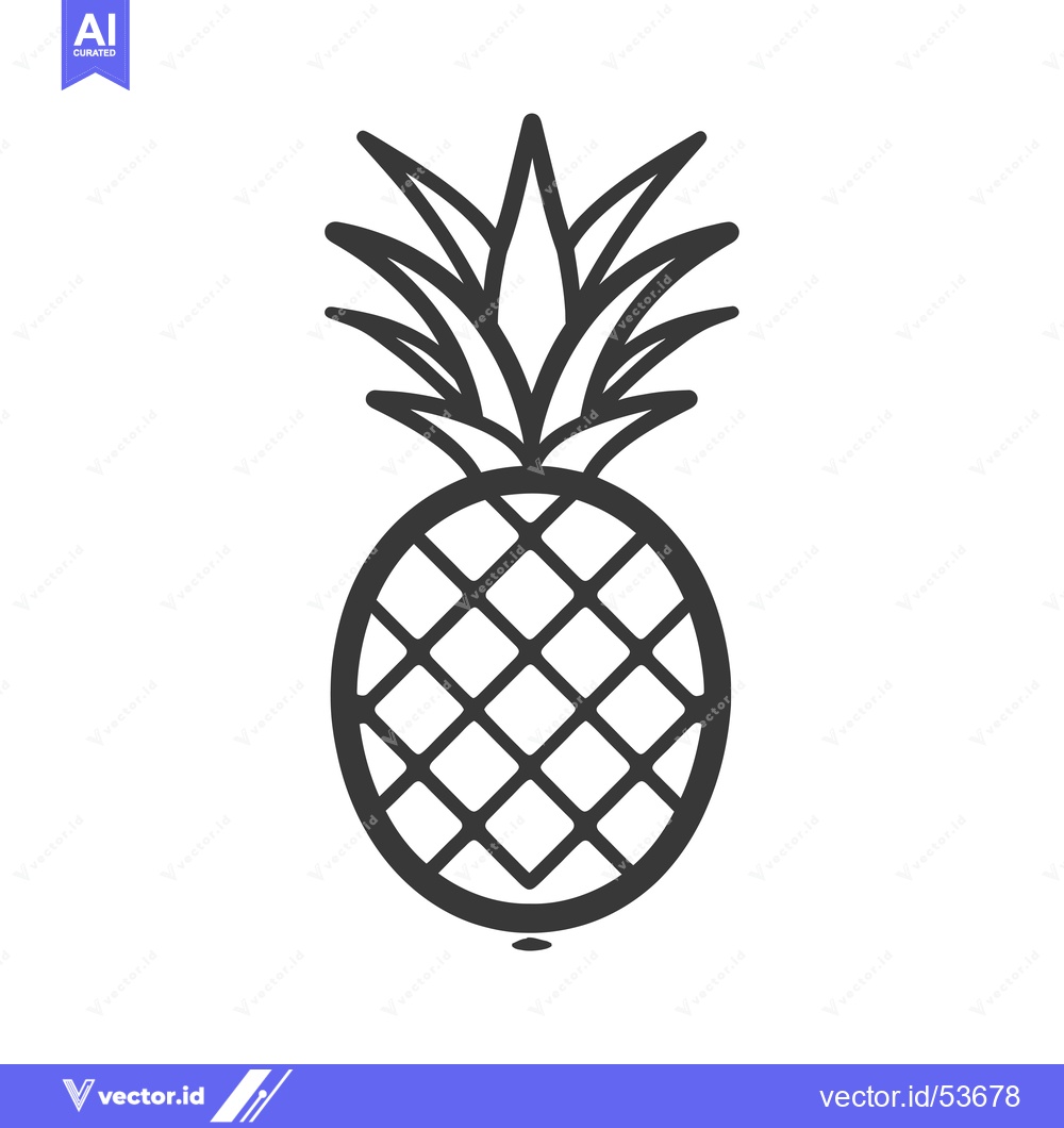 Premium Vector of Line art illustration of a pineapple with a white background