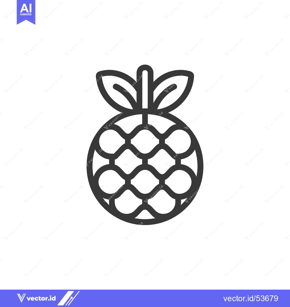 Premium Vector dari Line art illustration of a pineapple with leaves