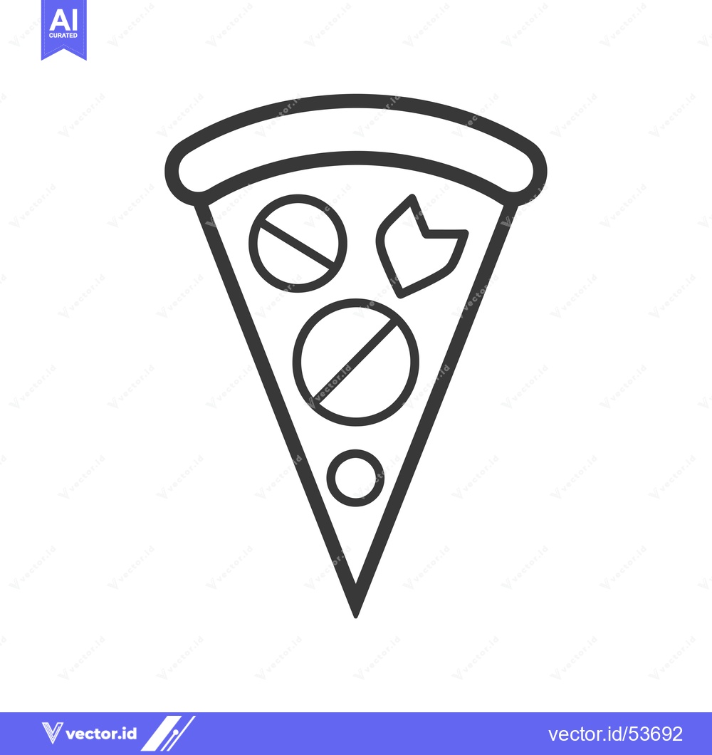 Premium Vector dari Line art illustration of a pizza slice with toppings