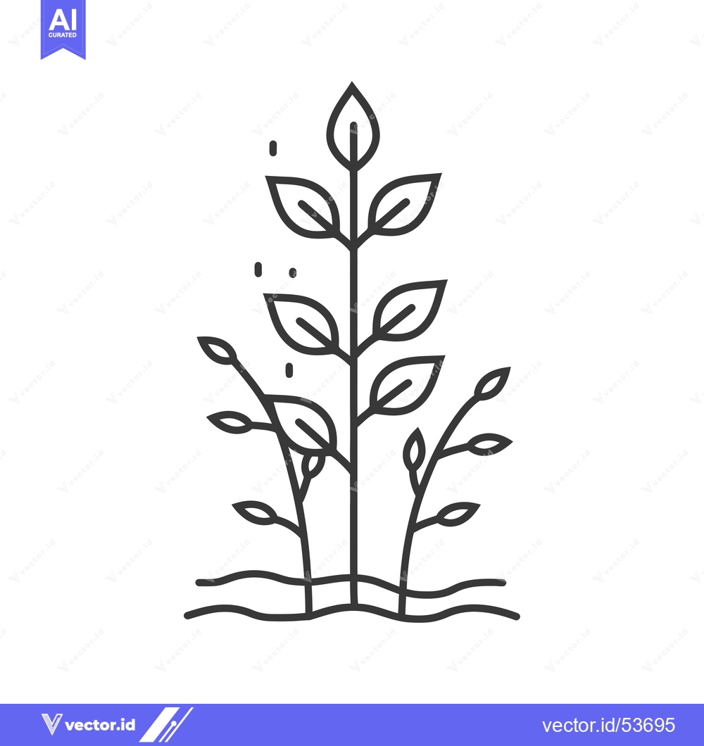 Premium Vector dari Line Art Illustration of a Plant Growing from the Ground