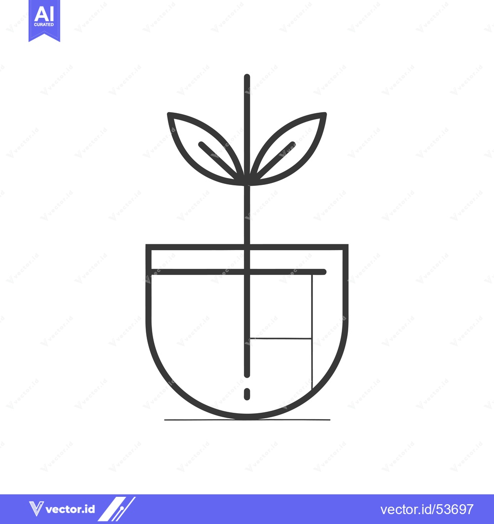 Premium Vector dari Line Art Illustration of a Plant Growing in a Pot