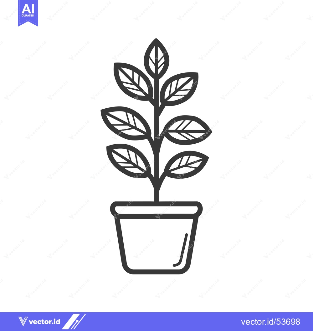 Premium Vector dari Line Art Illustration of a Plant in a Pot