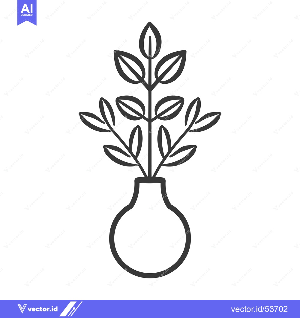 Premium Vector of Line Art Illustration of a Plant in a Vase