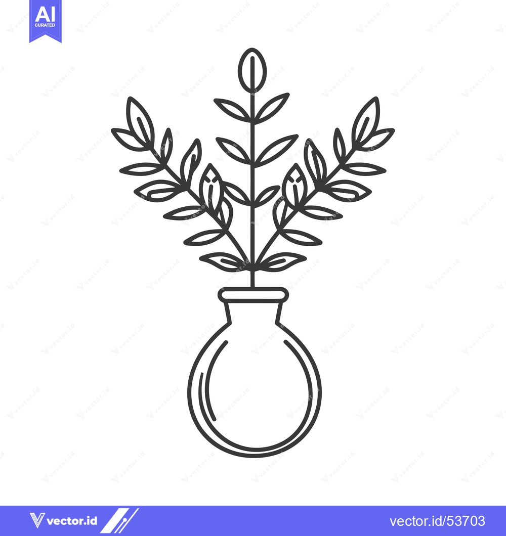 Premium Vector of Line Art Illustration of a Plant in a Vase