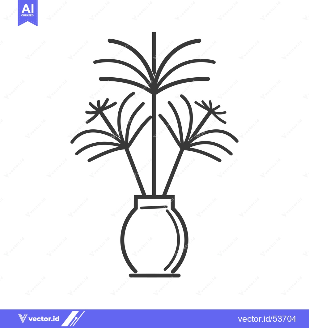 Premium Vector of Line Art Illustration of a Plant in a Vase