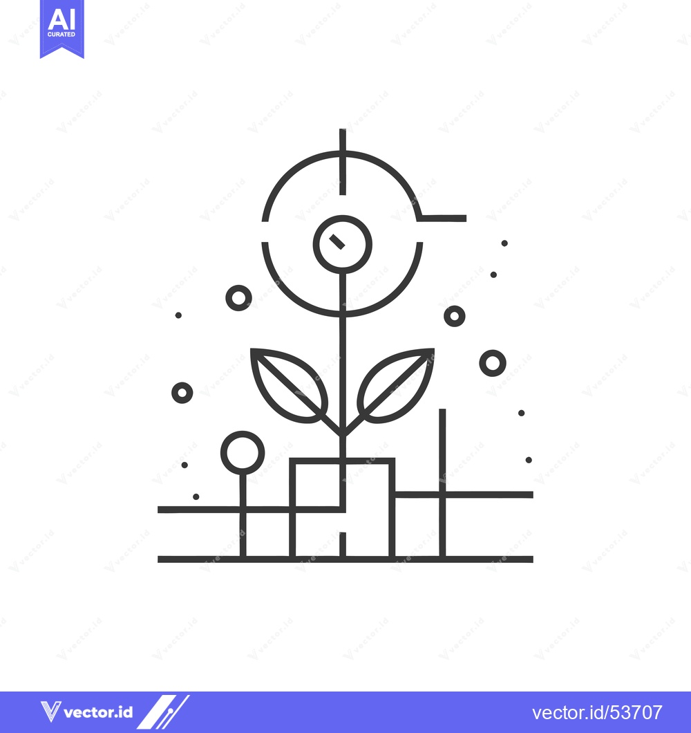Premium Vector of Line art illustration of a plant with a target symbol above it