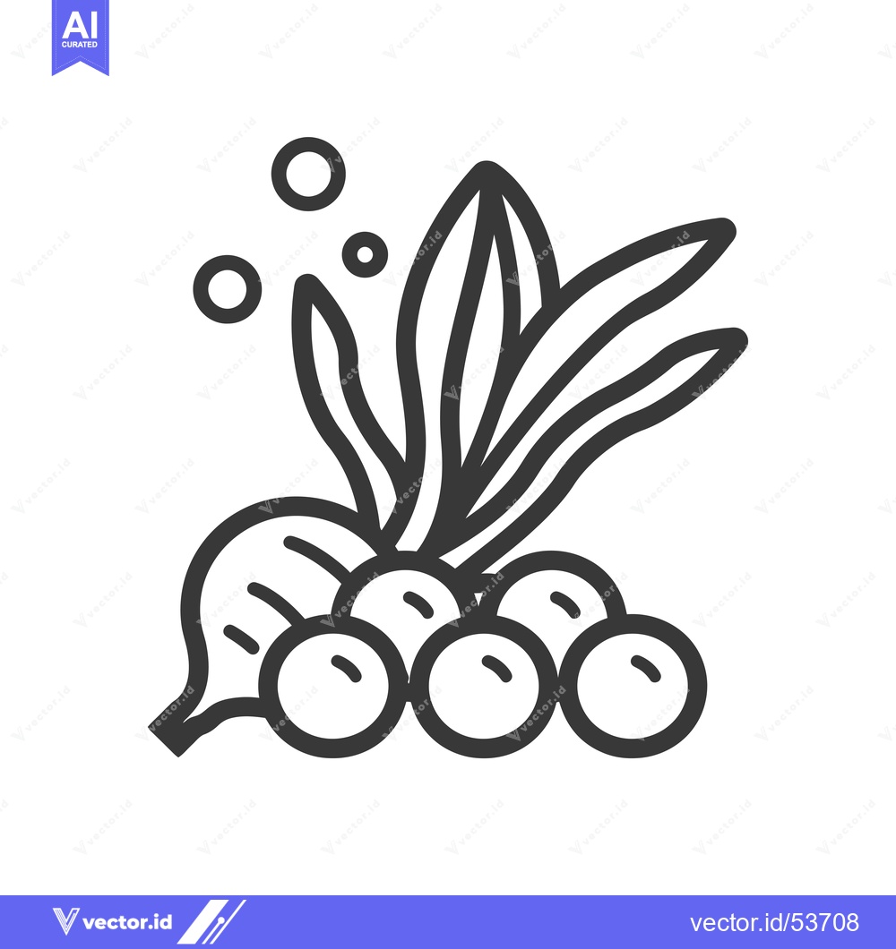 Premium Vector of Line Art Illustration of a Plant with Bubbles and Berries