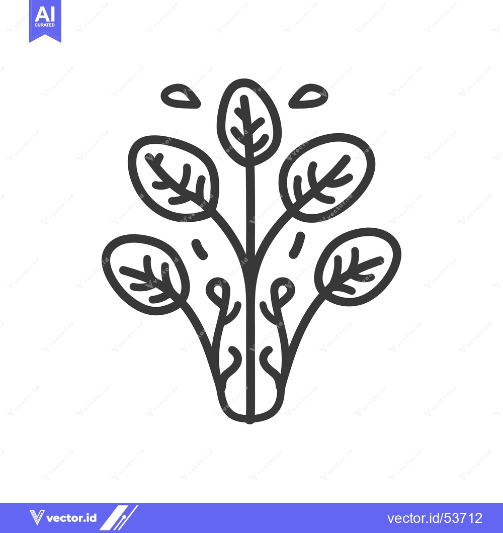 Premium Vector dari Line Art Illustration of a Plant with Five Leaves and a Single Stem