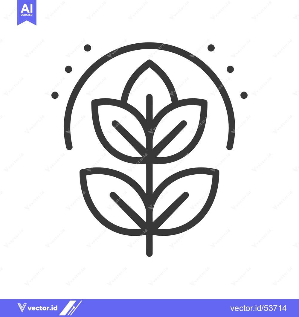 Premium Vector dari Line Art Illustration of a Plant with Four Leaves and a Circle Above I