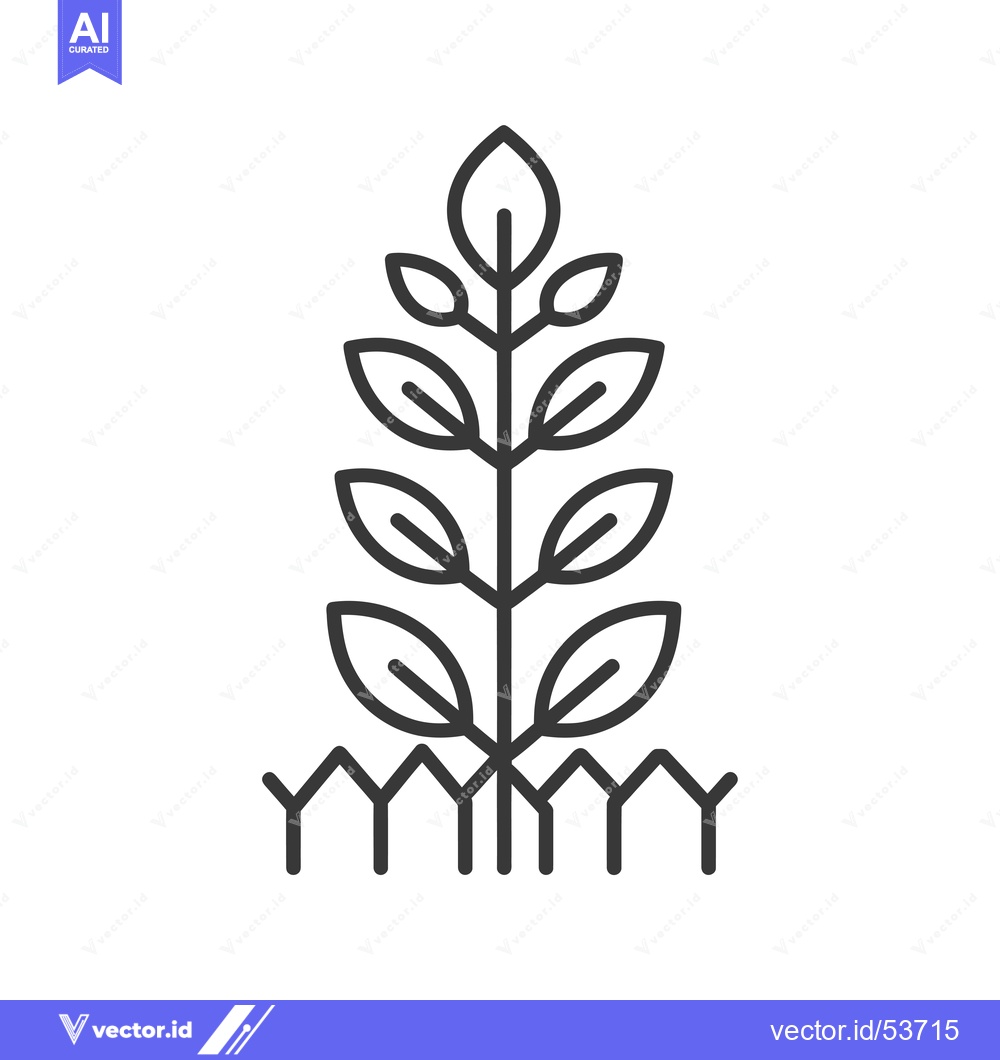 Premium Vector of Line Art Illustration of a Plant with Multiple Leaves and Stem