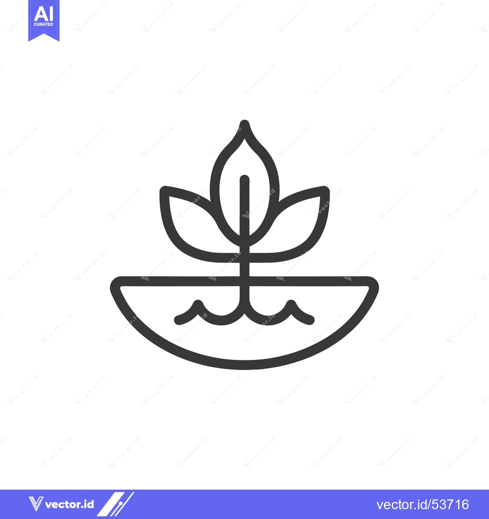 Premium Vector of Line art illustration of a plant with roots emerging from soil