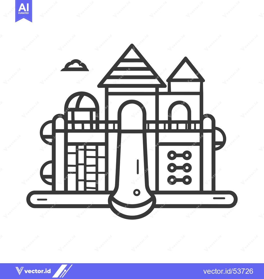 Premium Vector of Line Art Illustration of a Playground Structure